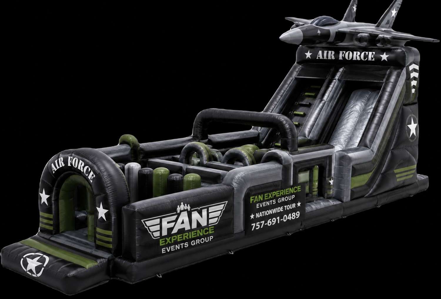 Air force themed inflatable slide